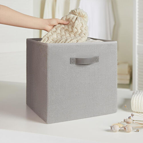 Ocean Home Textile 2'li Gri Renk Jüt Kutu Set 33x30x33 Cm