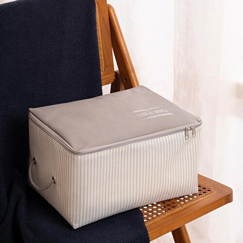 Ocean Home Textile Küçük Boy Gri Çizgili Stuff & Things Hurç 30 X 22 X 18 Cm