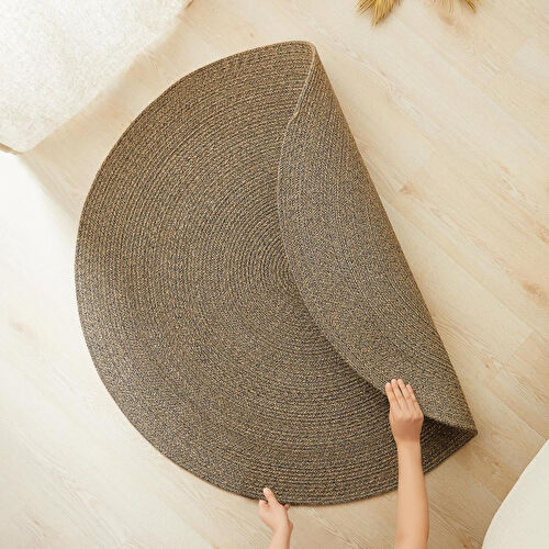 Ocean Home Textile Siyah Kırçıllı Jüt Halı Kilim Ø 120 Cm