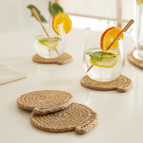 Ocean Home Textile 4'lü Jüt Halat Bardak Altlığı Ø 10 Cm