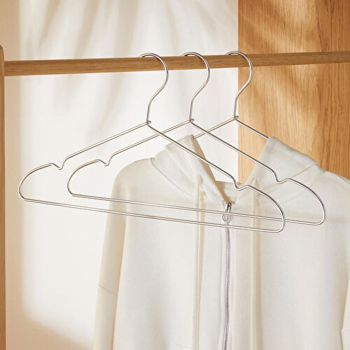 Ocean Home Textile 3'lü Gümüş Renk Metal Giysi Askısı 22 X 41 X 0.4 Cm