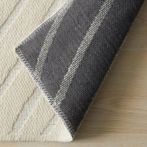 Ocean Home Textile Ekru Renk Dalga Desenli Şönil Halı Kilim 120 X 180 Cm