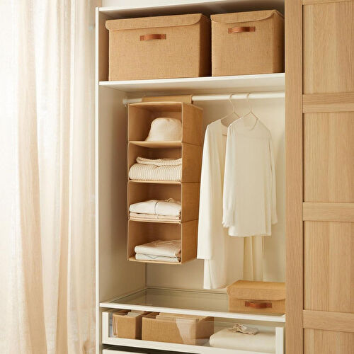 Ocean Home Textile 4 Katlı Jüt Dolap İçi Düzenleyici 30 X 30 X 80 Cm