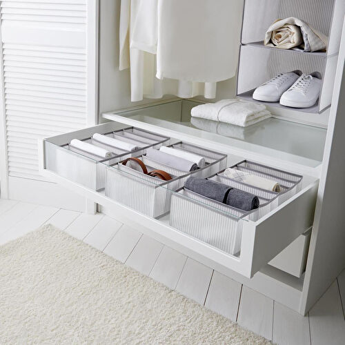 Ocean Home Textile 3'lü 7 Bölmeli Gri Çizgili Çekmece İçi Düzenleyici Set
