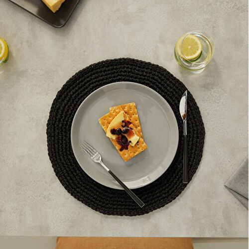 Home Wave Ocean Home Textile 2'li Siyah Renk Rafya Amerikan Servis Ø 36 Cm