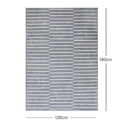 Ocean Home Textile Gri Renk Çizgi Desenli Şönil Halı Kilim 120 X 180 Cm