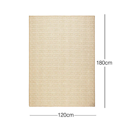 Ocean Home Textile Ekru Renk Karo Desenli Jüt Halı Kilim 120 X 180 Cm