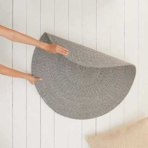 Ocean Home Textile Yıkanabilir Gri Kırçıllı Pamuklu Halı Kilim Ø 80 Cm