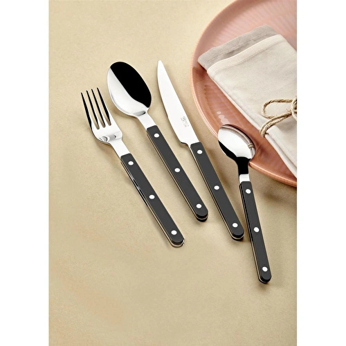 The Mia Comida Çatal Kaşık Bıçak Takımı Siyah 24 Parça