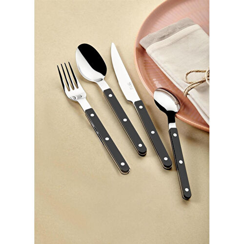 The Mia Comida Çatal Kaşık Bıçak Takımı Siyah 24 Parça