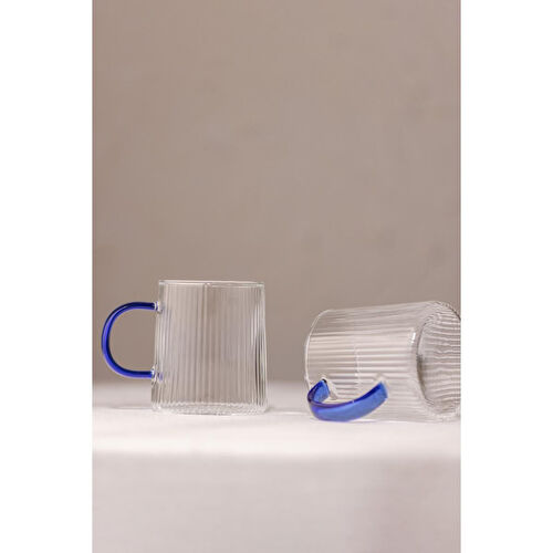 Rakle Borosilikat 2'li Kupa Seti Mavi Kulplu 320 Cc