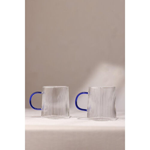 Rakle Borosilikat 2'li Kupa Seti Mavi Kulplu 320 Cc