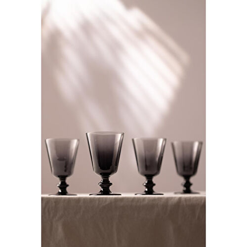 Rakle Larc 4'lü Ayaklı Su Bardağı Seti Füme 220 Cc