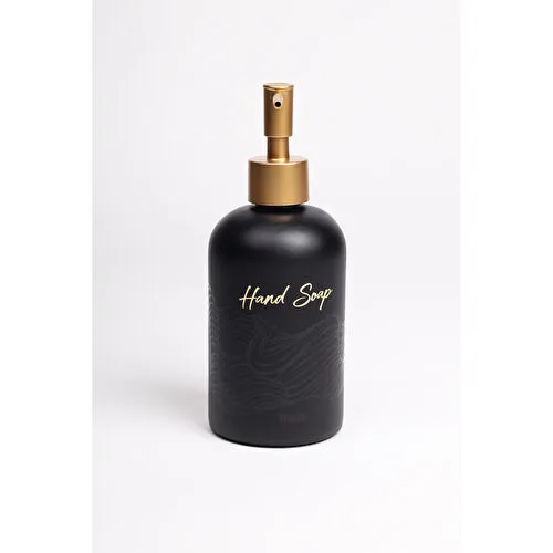 Rakle Bright Siyah Metal Ahşap Kulplu Stand 2'li Sıvı Sabunluk Seti Siyah 420 Cc