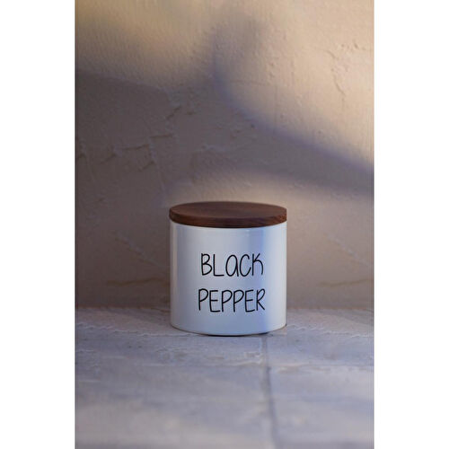 Rakle Nero Seramik Ahşap Kapaklı 3'lü Baharatlık Seti 345 Cc