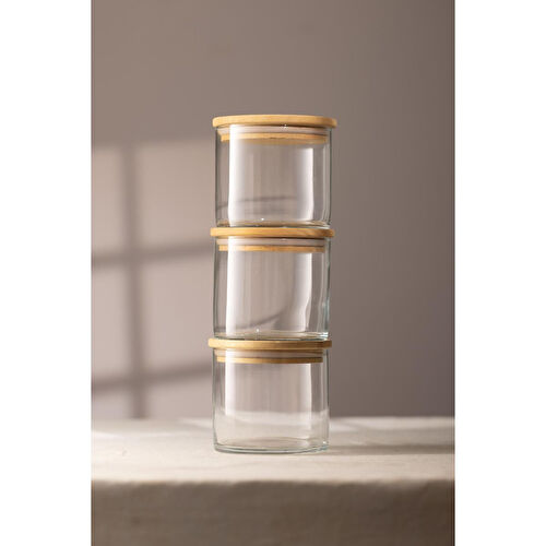 Rakle Sade 3'lü İstiflenebilir Kavanoz Seti 620 Cc