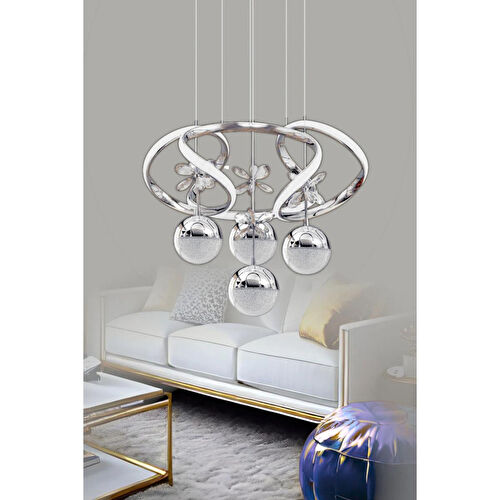 Luna Lighting Zümrüt Model Krom Kaplama Modern Led Avize 3 1 Krom Ledli Avize Luna Lighting Zümrüt Model Krom Kaplama Modern Led Avize 3 1 Krom Ledli Avize