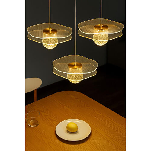 Luna Lighting Rose Model Gold Kaplama Led Sarkıt 3'lü Avize Luna Lighting Rose Model Gold Kaplama Led Sarkıt 3'lü Avize