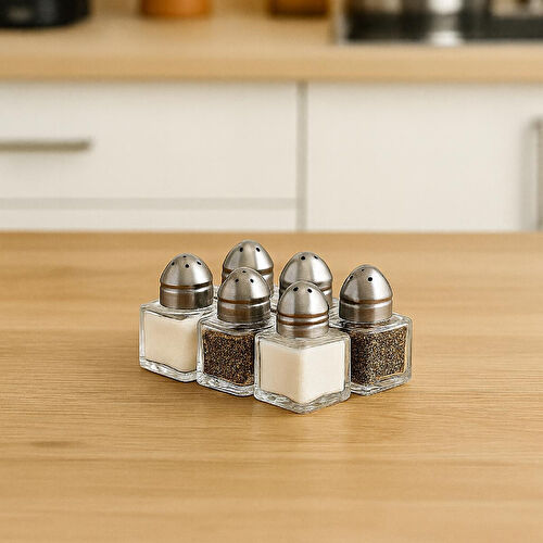 Vienev 6'lı Mini Kare Tuzluk Ve Biberlik Seti