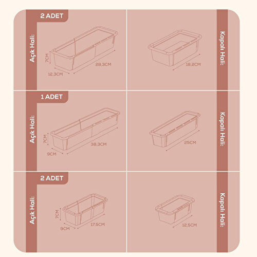 Vienev 5'li Set Ayarlanabilir Çekmece Içi Düzenleyici Kutu – Uzayıp Kısalabilen Organizer Seti (2a2b1c)
