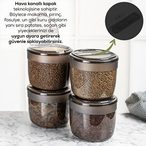 Vienev 4'lü 8 Litre Büyük Boy Plastik Saklama Kabı – Antrasit Kapak Ve Gövde