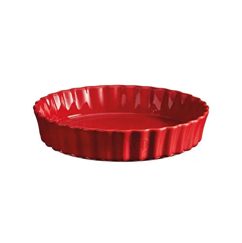 Emile Henry Tart-börek-flan Kabı Yuvarlak 28 Cm Kırmızı/burgundy