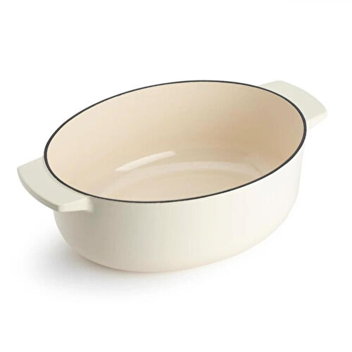Kitchenaid Oval Döküm Demir Tencere 30 Cm - 5.6 L Krem
