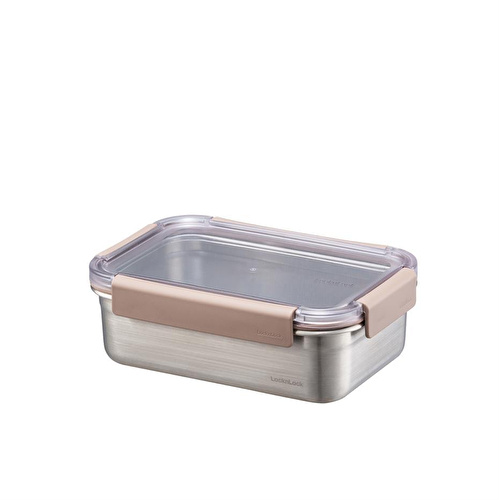 Locknlock Paslanmaz Çelik Fırın & Saklama Kabı Dörtgen Kilitli 1 Lt - Kahverengi