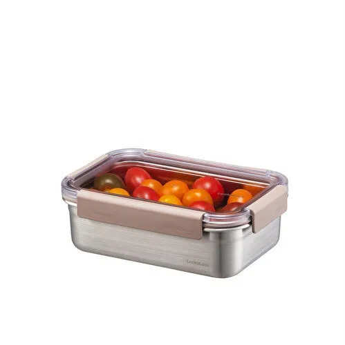 Locknlock Paslanmaz Çelik Fırın & Saklama Kabı Dörtgen Kilitli 1 Lt - Kahverengi