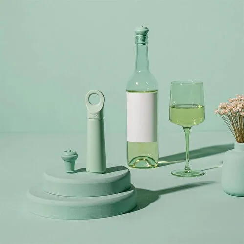 Vacu Vin Şarap Vakum Seti 1 Pompa 1 Şarap Tıpası - Kutulu Haki Yeşil