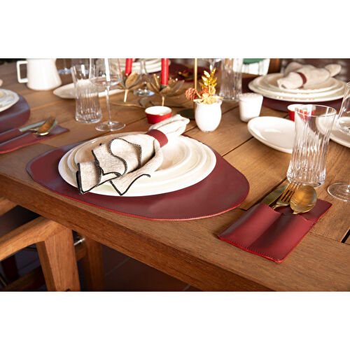 Bloominbag Bloomdine Velato Hakiki Deri Masa Seti (4'lü Placemat & Tabak Altlığı Seti)