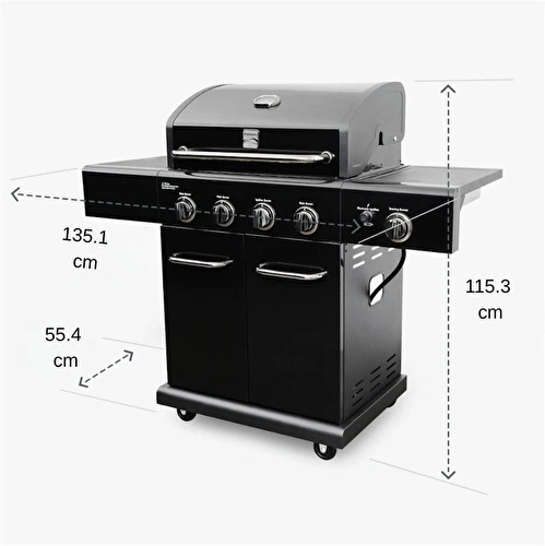 Kenmore Gazlı Barbekü 4 Ocaklı Siyah - Metal Kenmore Gazlı Barbekü 4 Ocaklı Siyah - Metal