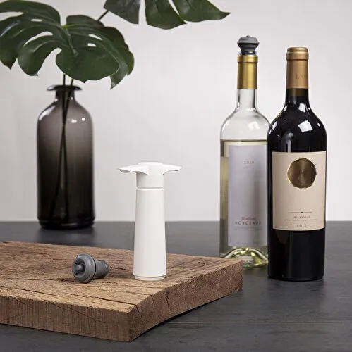 Vacu Vin Şarap Koruyucu Beyaz 1 Pompa 2 Şarap Tıpası - Kutulu Beyaz