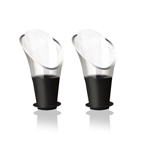 Vacu Vin Şarap Dökücü Kristal Siyah 2 Parça Siyah