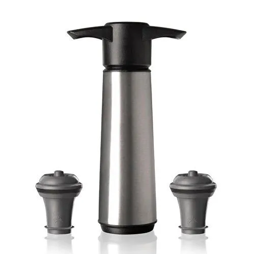 Vacu Vin Paslanmaz Çelik Şarap Koruyucul 1 Pompa 2 Tıpa Hediye Kutulu Paslanmaz Çelik