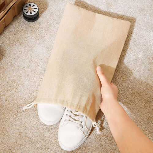 Ocean Home Textile 6'lı Jüt Keten Kumaş Bavul İçi Düzenleyici Set