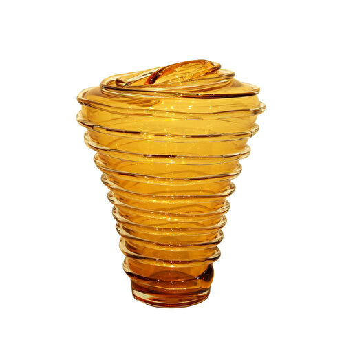 Lucky Art Cam Amber Halkalı Vazo 25,5x25,5x30cm