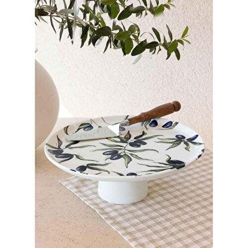 The Mia Olivos Ayaklı Servis Tabağı 10x30 Cm Ovs0010