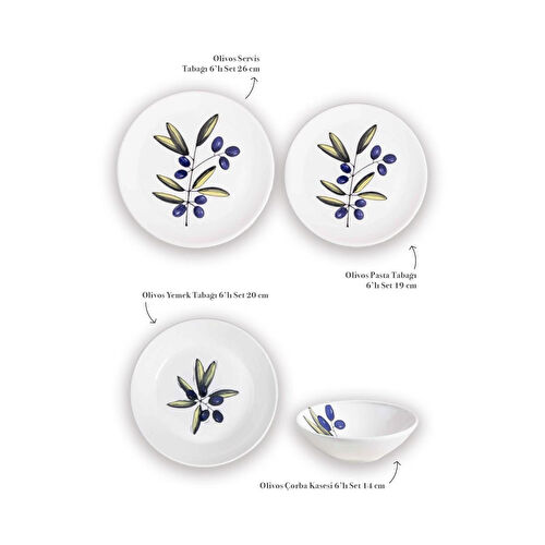 The Mia Olivos 6 Kişilik Yemek Takımı 24 Parça Set 1