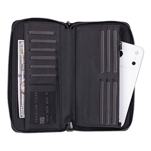 Bloominbag Bloomporter Shadow Black Hakiki Deri Telefon Bölmeli Cüzdan