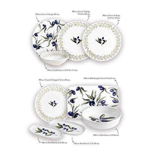The Mia Olivos 6 Kişilik Yemek Takımı 31 Parça Set 2