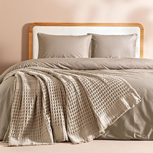 Penelope %100 Pamuk Dokuma Yatak Örtüsü 240x250 Cm Taş - Belinda Serisi