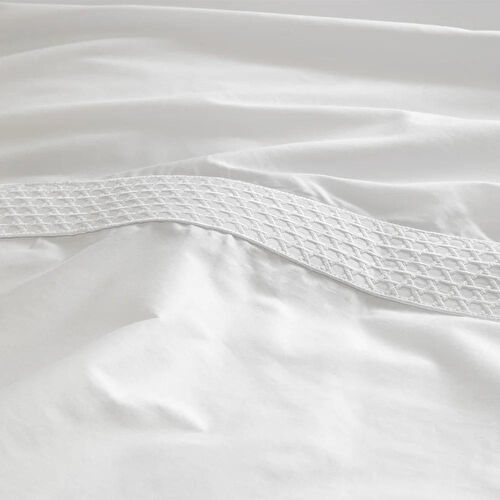 Penelope %100 Pamuk Saten Kumaş Nevresim Seti 240x220 Cm Beyaz - Regina Serisi