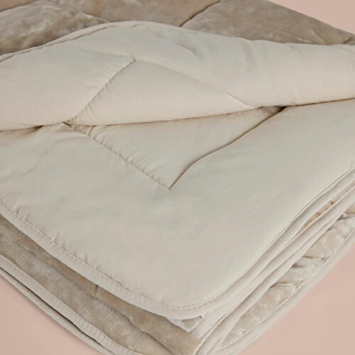 Penelope Tek Kişilik Çift Taraflı Welsoft Yorgan Taş 155x215 Cm - Velour Serisi