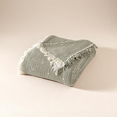 Penelope %100 Pamuk Müslin Yatak Örtüsü 160x240 Cm Gri - Glen Serisi