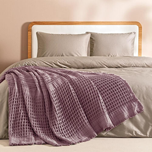 Penelope %100 Pamuk Dokuma Yatak Örtüsü 240x250 Cm Mürdüm - Belinda Serisi