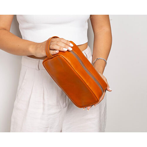 Bloominbag Bloombiel Desert Taba Hakiki Deri Seyahat Ve Makyaj Çantası