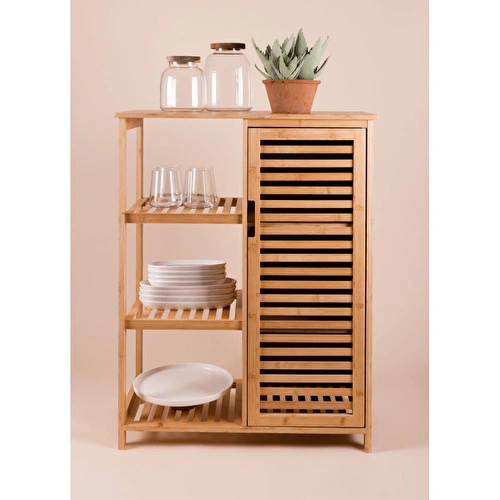 The Mia Bambu 4 Katlı Kapaklı Düzenleyici Dolap Raf 87x66x33 Cm