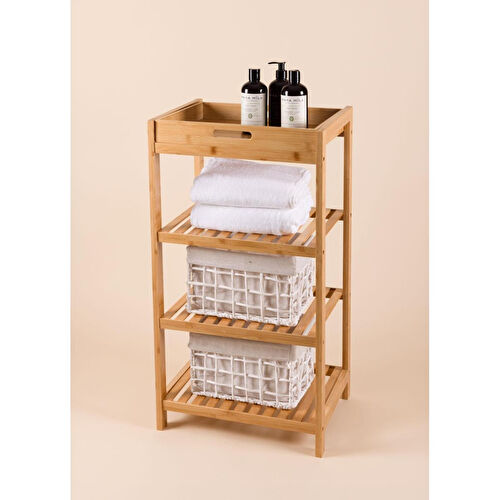 The Mia Bambu 4 Katlı Tepsili Düzenleyici Dolap Raf 75x40x30 Cm