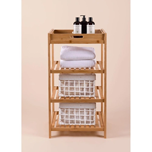 The Mia Bambu 4 Katlı Tepsili Düzenleyici Dolap Raf 75x40x30 Cm